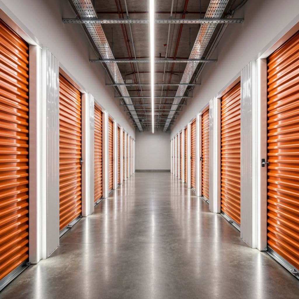 Couloir de boxes de self-stockage